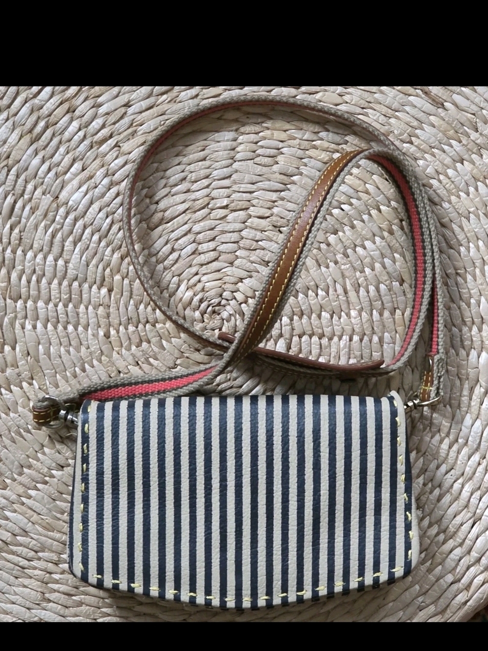 Anthropologie "Holding Horses" Navy and Cream Striped Crossbody Bag- Nautical